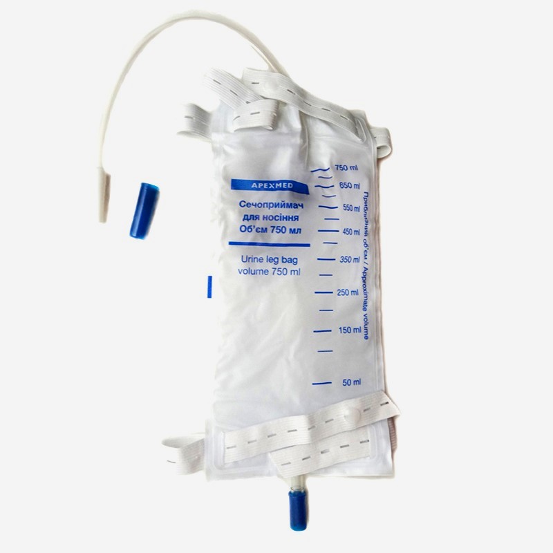 Сечоприймач APEXMED для носіння, 750 мл, трубка 28 см із зливним краном. №1